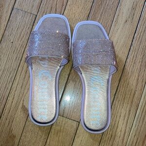 Women's Rose Gold Slide Sandals